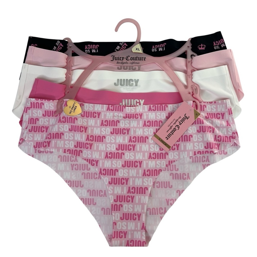 Juicy Couture Women’s Panties Sz XL Pkg/5 Hipsters Multi Colors Tagless